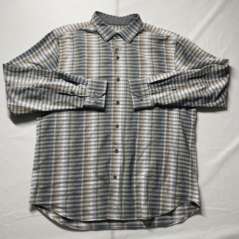 Tommy Bahama Men's Multicolor Cotton/Silk Blend Tattersall Pattern Shirt Size L